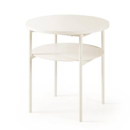 Mellow - AIDA Round Multipurpose End and Side Table with Storage Shelf - Beige