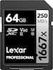 64 GB
250 MB/s
SD XC II V60
1667X
Lexar Professional