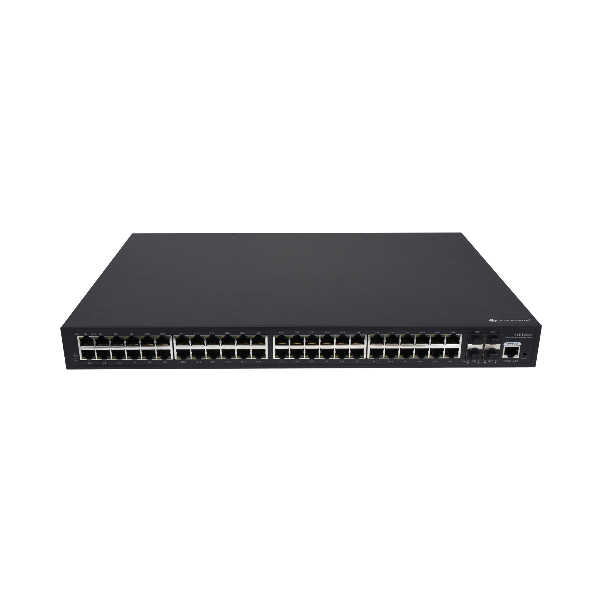 Front. J-Tech Digital - J-Tech Digital 48-Port Gigabit Ethernet PoE Switch For AV Over IP System - Black.