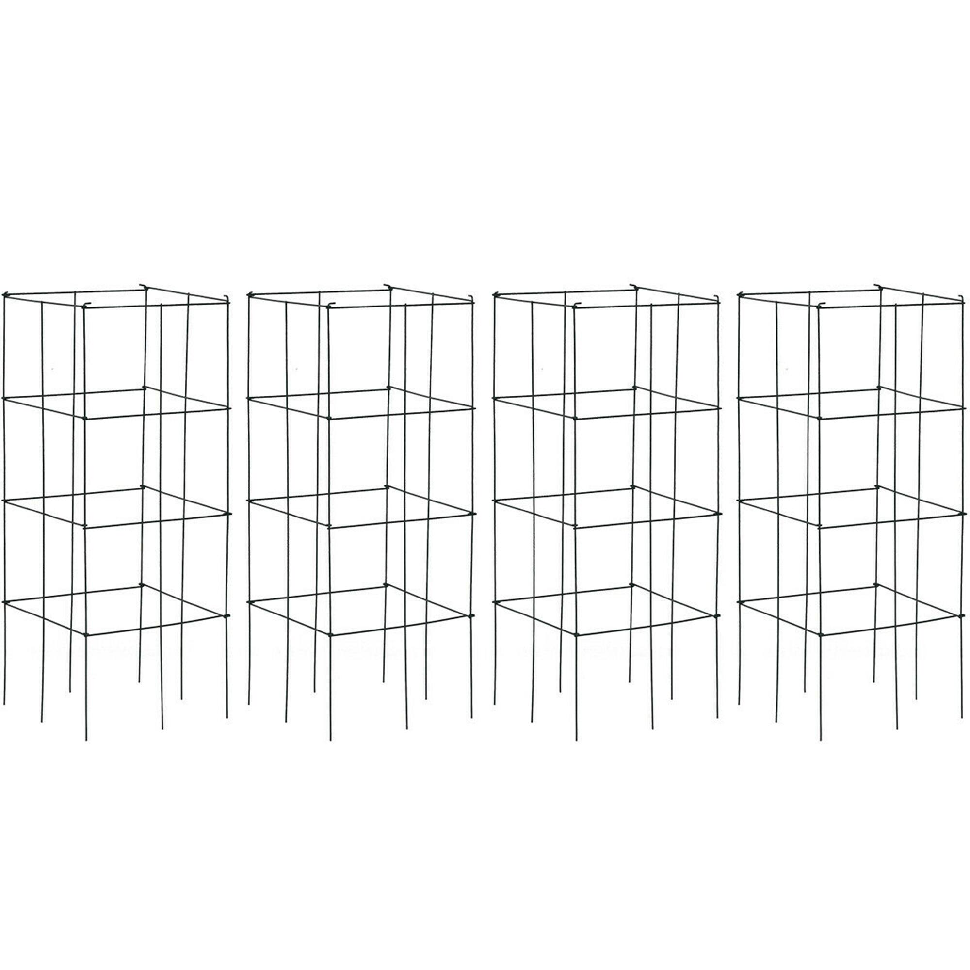 Alt View 3. Gymax - Gymax 4 Pack Tomato Cages Garden Cages Stakes Plant Trellis 16'' x 16'' x 39'' - Dark Green.