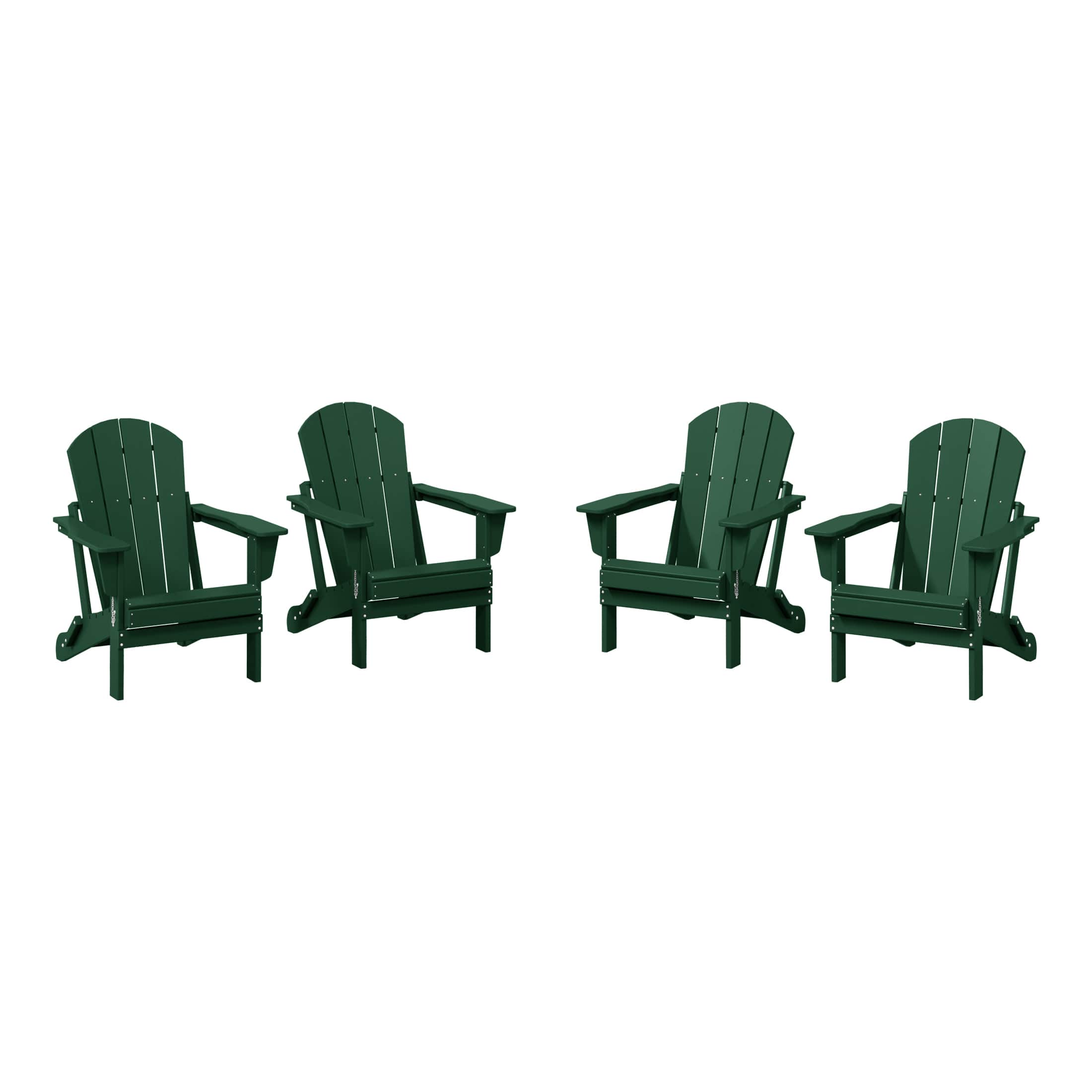 WestinTrends - Malibu Outdoor HDPE Folding Poly Adirondack Chairs (Set of 4) - Dark Green