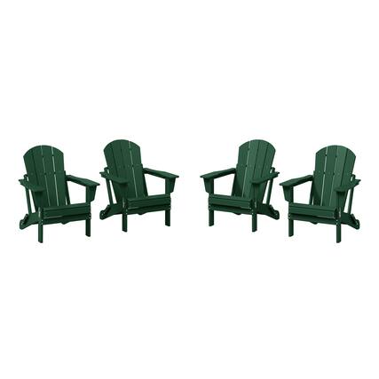 Front. WestinTrends - WestinTrends Malibu Outdoor HDPE Folding Poly Adirondack Chairs (Set of 4) - Dark Green.