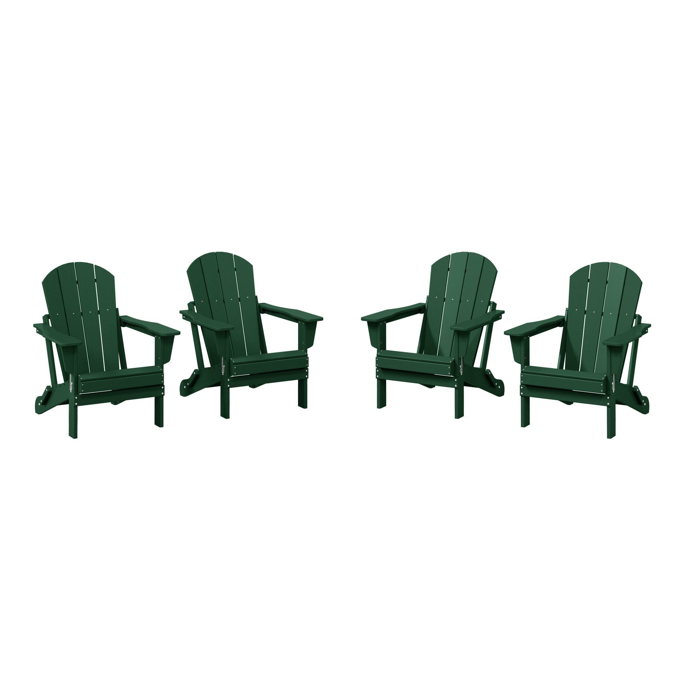 Front. WestinTrends - WestinTrends Malibu Outdoor HDPE Folding Poly Adirondack Chairs (Set of 4) - Dark Green.