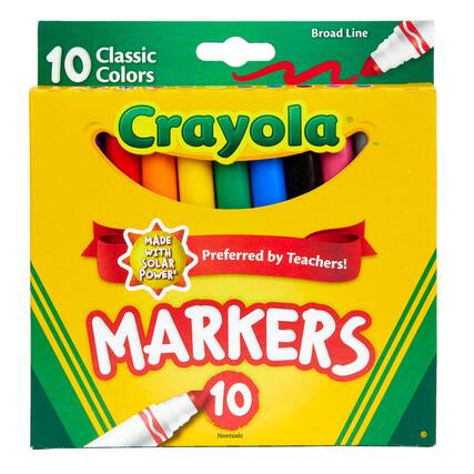 Broad Line Classic 10 Colors
Crayola™
MADE WITH SOLAR POWER™
Preferred by Teachers!
MARKERS 10
Nontoxic