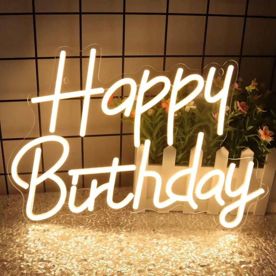 Auledio Happy Birthday Neon Signs for Party Decor Dimmable LED Birthday ...