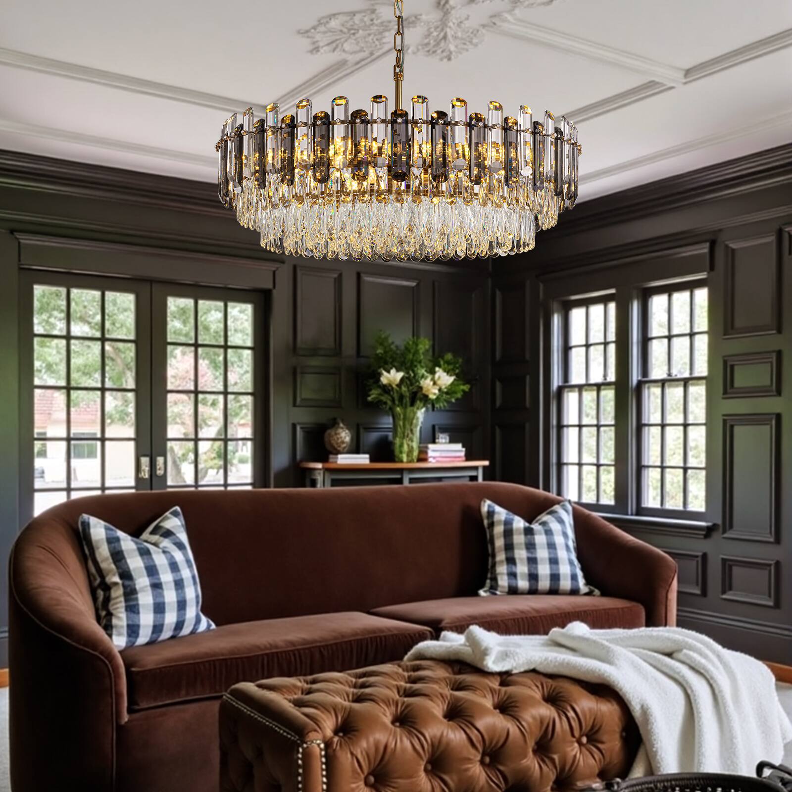 Alt View 1. Siljoy - 31.5" 20-Light Gold Brass Crystal Chandelier, Modern Luxury Light for Dining Room Living Room Bedroom Foyer - Gold Brass.