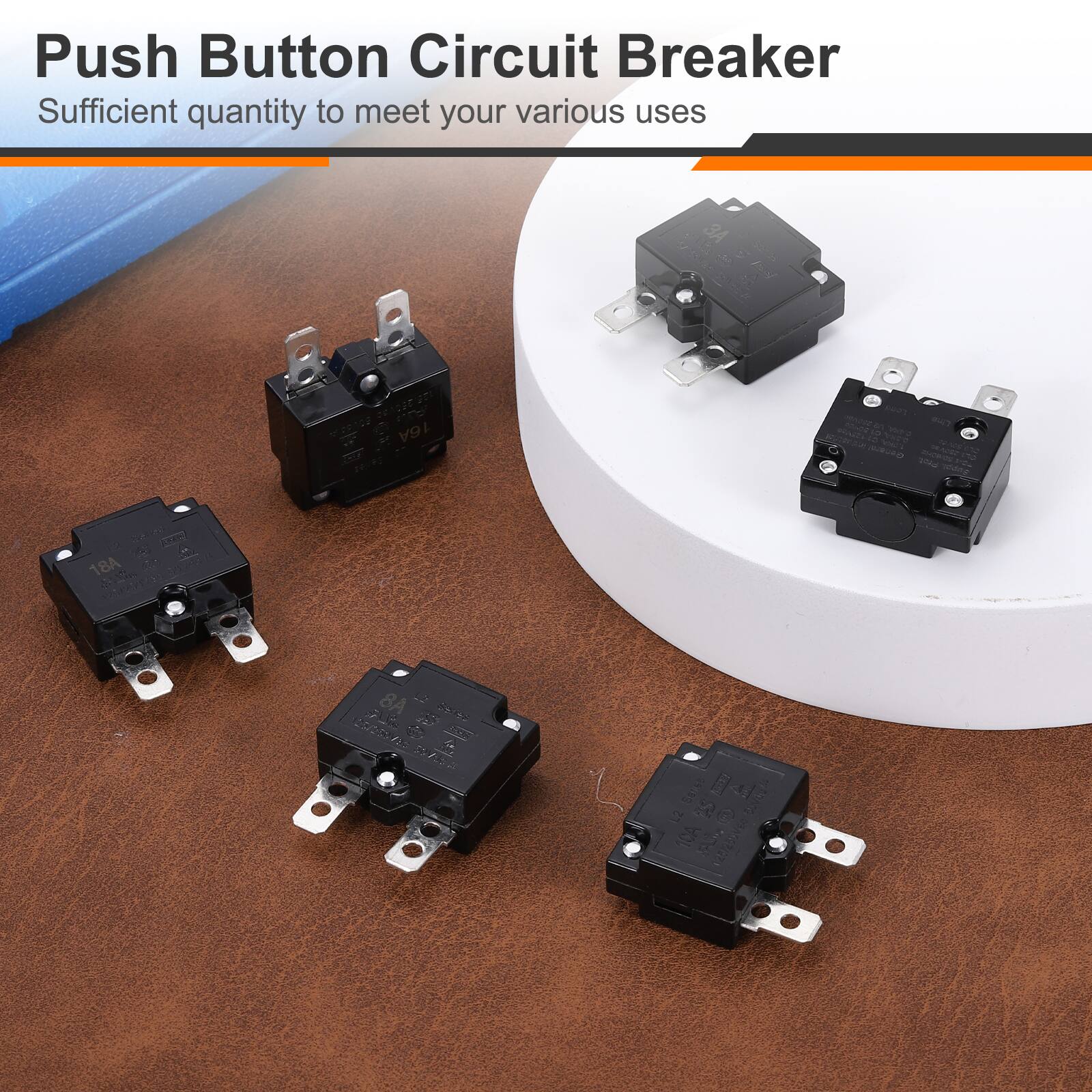 Push Button Circuit Breaker  
Sufficient quantity to meet your various uses  

S Y0 Sr 16A - nS - pe 18A 20 ASA 2  

CAN SS I : a 10A S 2