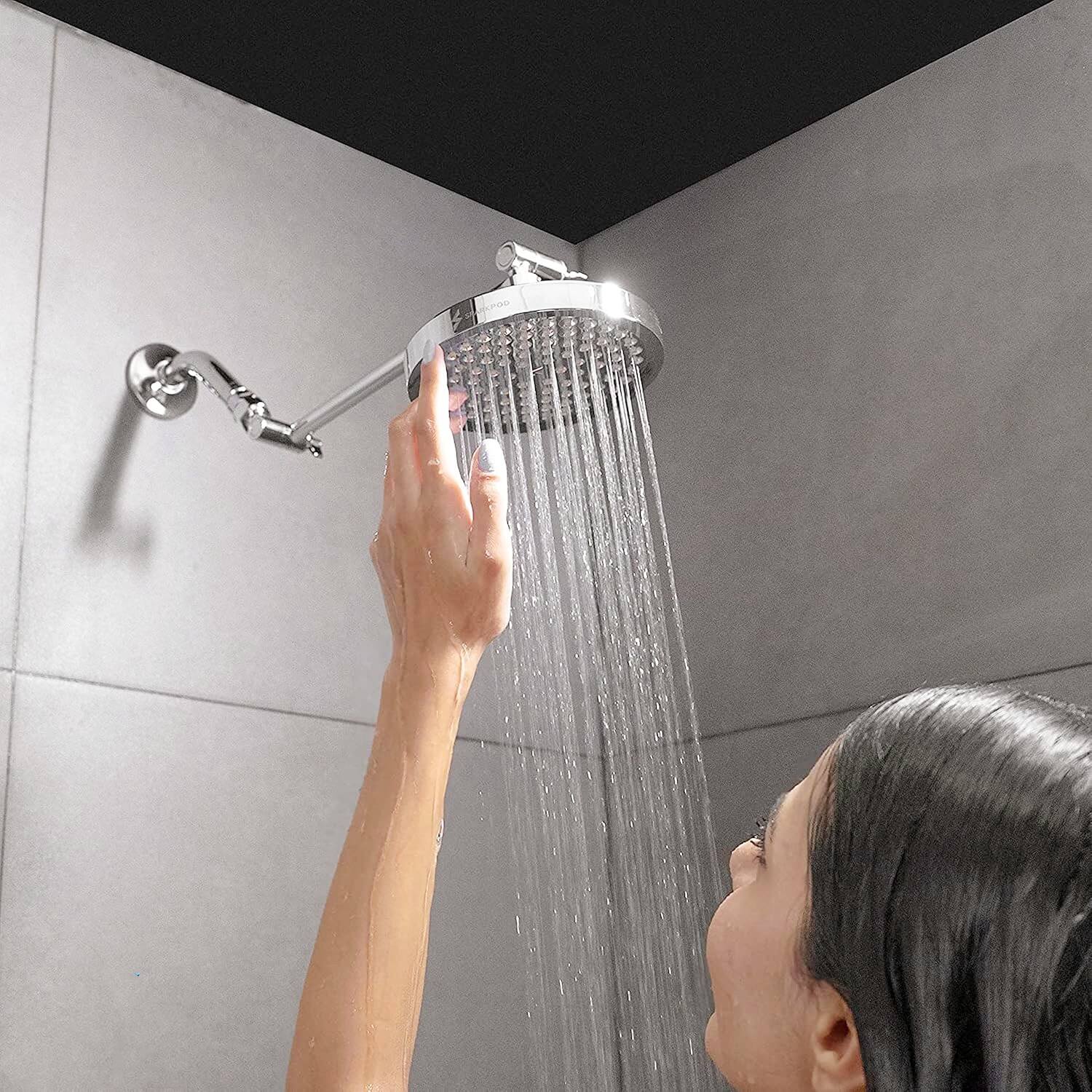 Left. Giantpower - 6 Inch High Pressure Rain Shower Head - ‎Chrome.