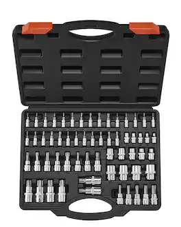 VEVOR - Torx Bit Socket and External Torx Socket Set, 60-Piece T6-T70, TT6-TT70, TP8-TP60, E4-E24, S2 Alloy Steel and Cr-V Steel - Black