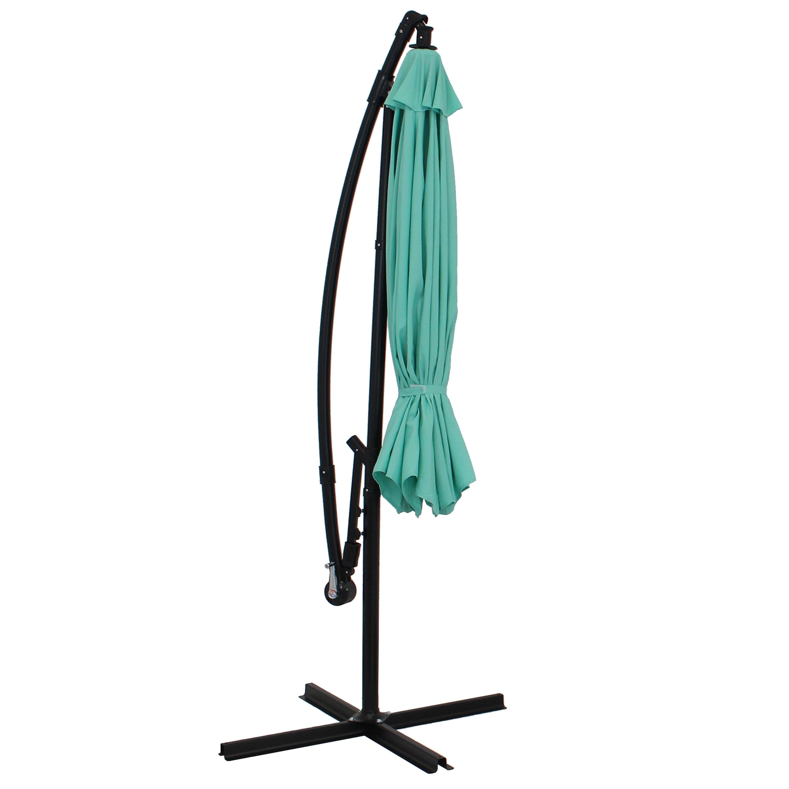 Alt View 10. Sunnydaze - 9.5 ft Cantilever Offset Patio Umbrella with Crank - Seafoam.