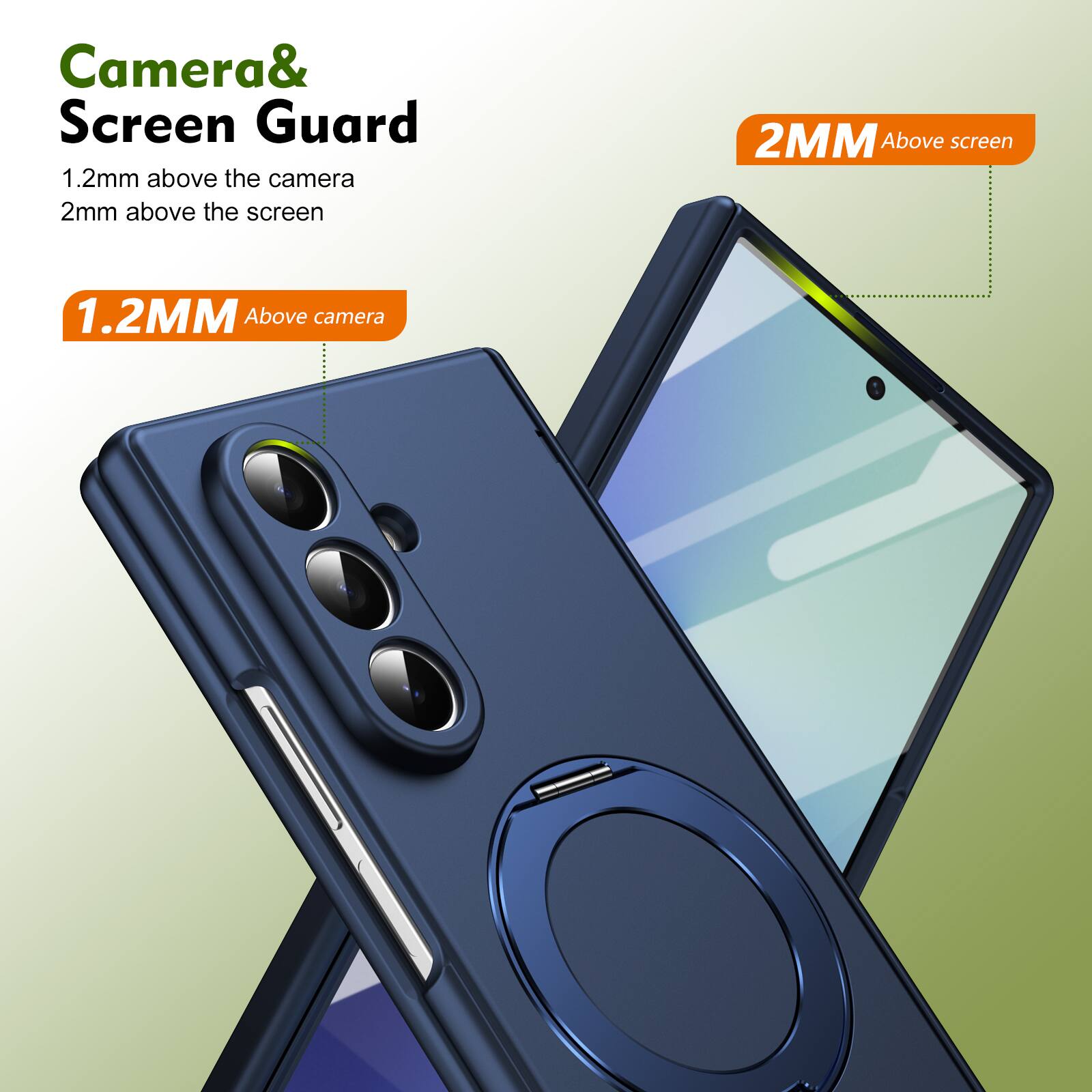 Camera & Screen Guard  
1.2mm above the camera  
2mm above the screen  

1.2MM Above camera  
2MM Above screen