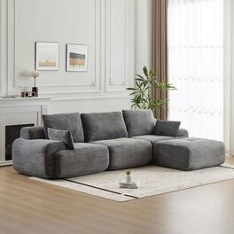 Kadyn - Modern Memory Foam Compressed Sofa, Large Pet-Friendly Sectional Couches, Corduroy Fabric, Gray - Gray