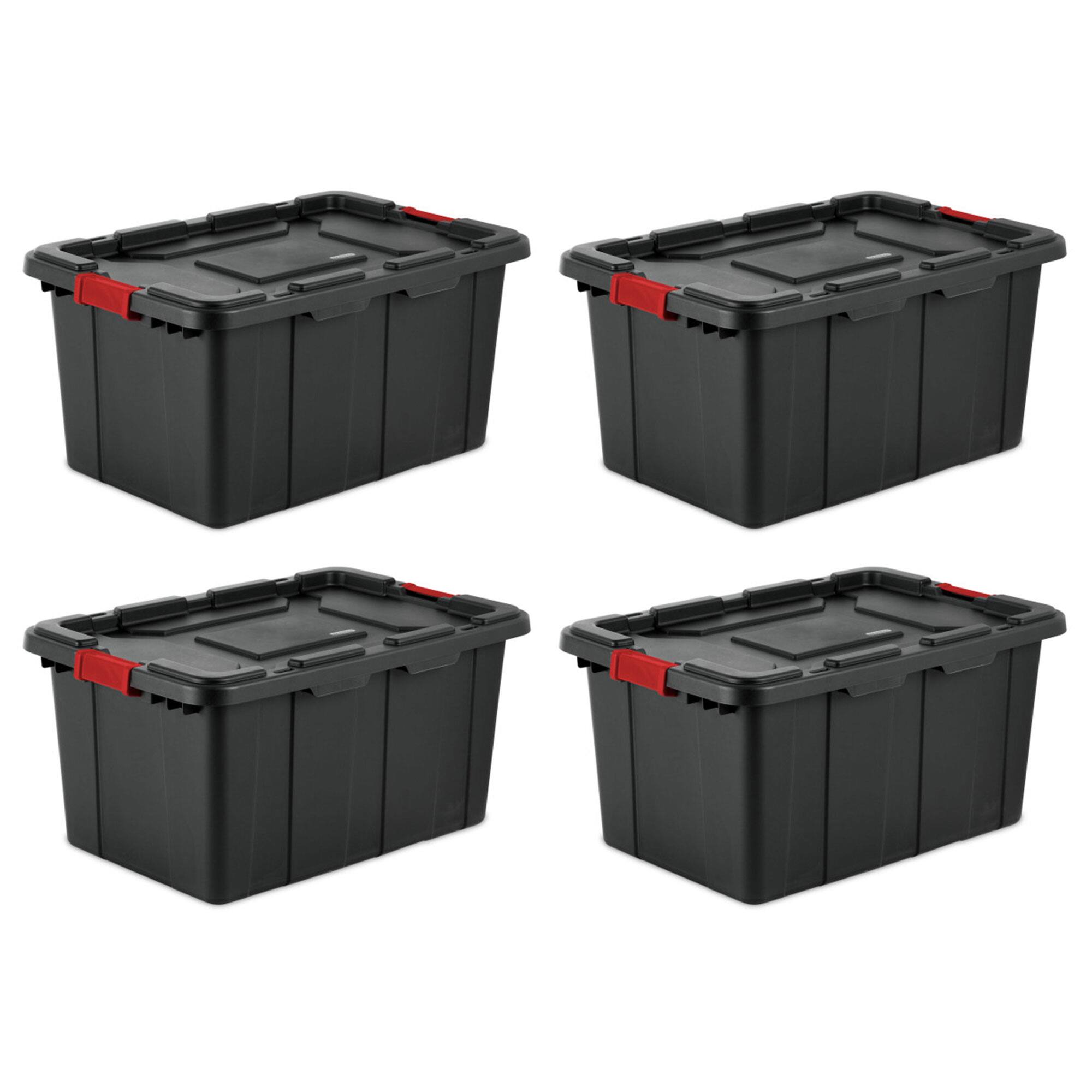 Sterilite - 27 Gallon Durable Rugged Industrial Totes with Red Latches, 12 Pack