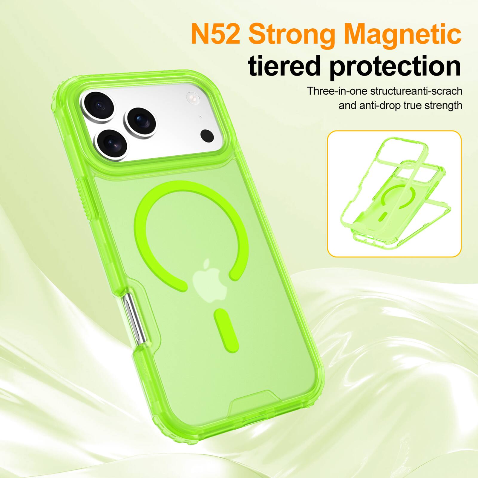 N52 Strong Magnetic tiered protection  
Three-in-one structure anti-scratch and anti-drop true strength