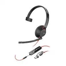 Front. HP - HP Poly Blackwire 5210 USB-C Wired Monaural Headset, Black - Black.