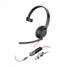 HP - Poly Blackwire 5210 USB-C Wired Monaural Headset - Black