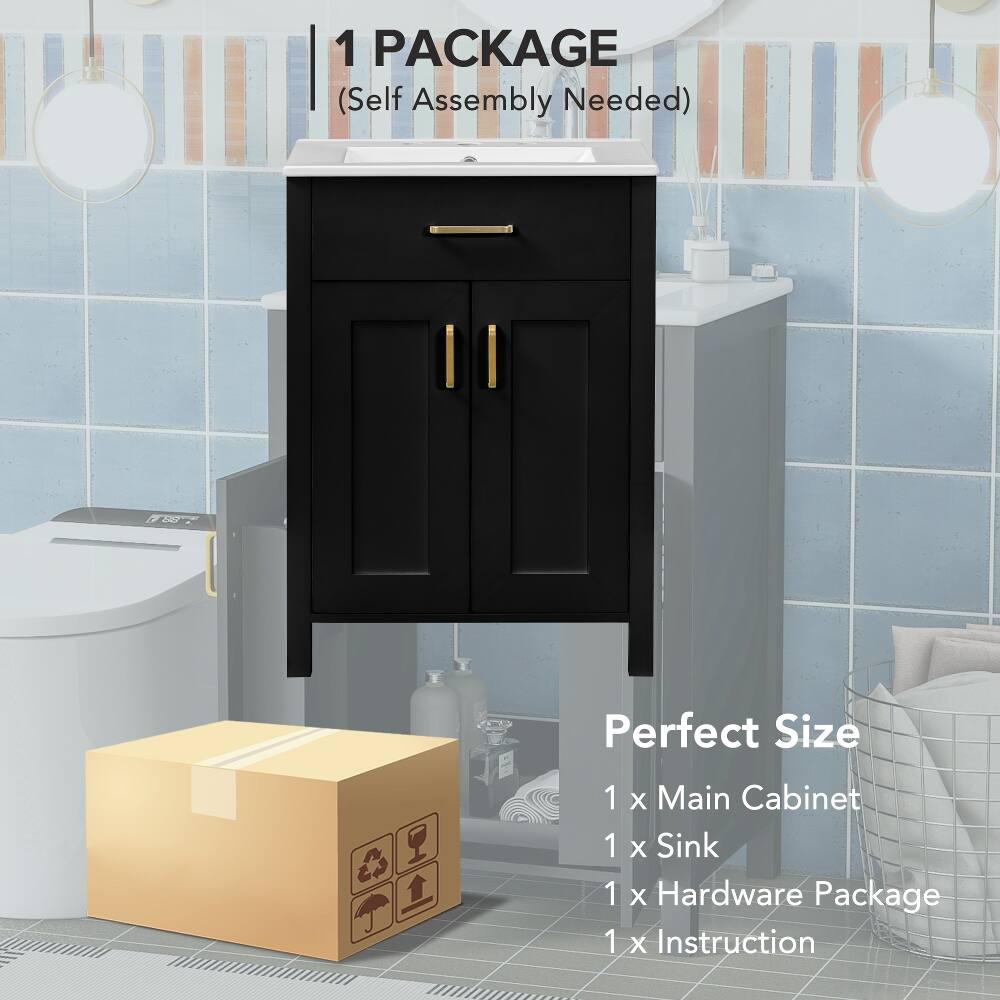 1 PACKAGE (Self Assembly Needed)

Perfect Size

1 x Main Cabinet  
1 x Sink  
1 x Hardware Package  
1 x Instruction