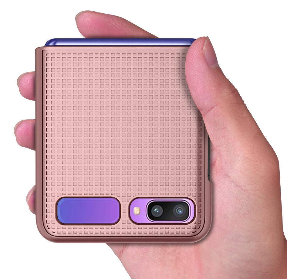 Alt View 3. Nakedcellphone - Hard Case for Samsung Galaxy Z Flip 5G Phone (2019/2020) - Rose Gold.