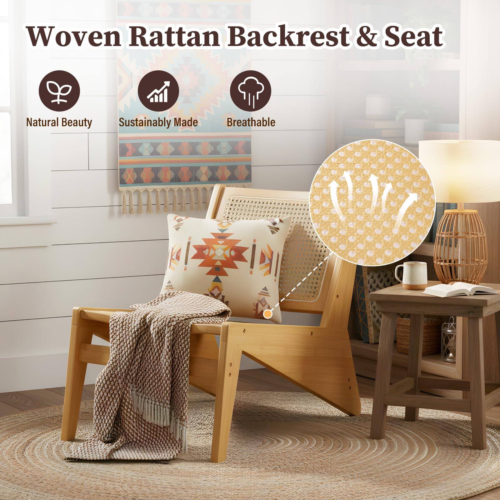 Woven Rattan Backrest & Seat

- Natural Beauty
- Sustainably Made
- Breathable