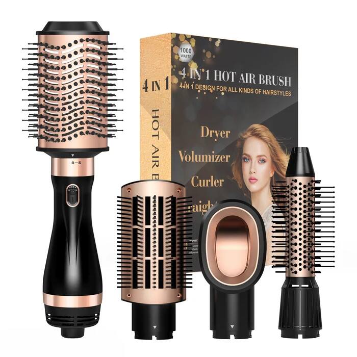 0-G 1000 WATTS 4 IN 1 HOT AIR BRUSH DESIGN FOR ALL KINDS OF HAIRSTYLES
HOT AIR Volumizer Dryer Curler Straightener