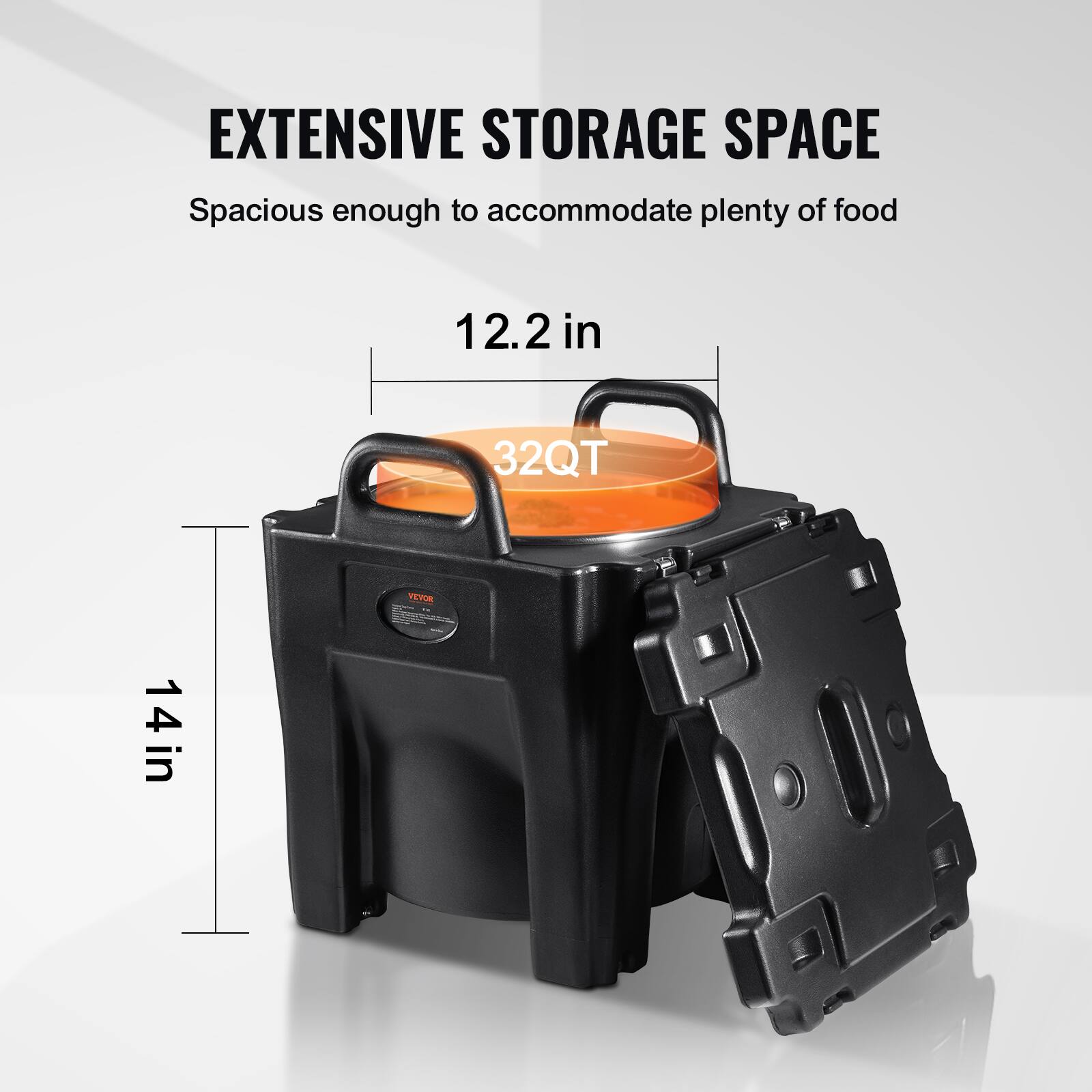 Extensive storage space, spacious enough to accommodate plenty of food, 12.2 in, 32QT, 14in.