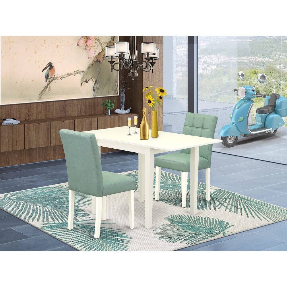 Alt View 10. East West Furniture - 3 Piece Modern Dining Set consists A Kitchen Table - White.