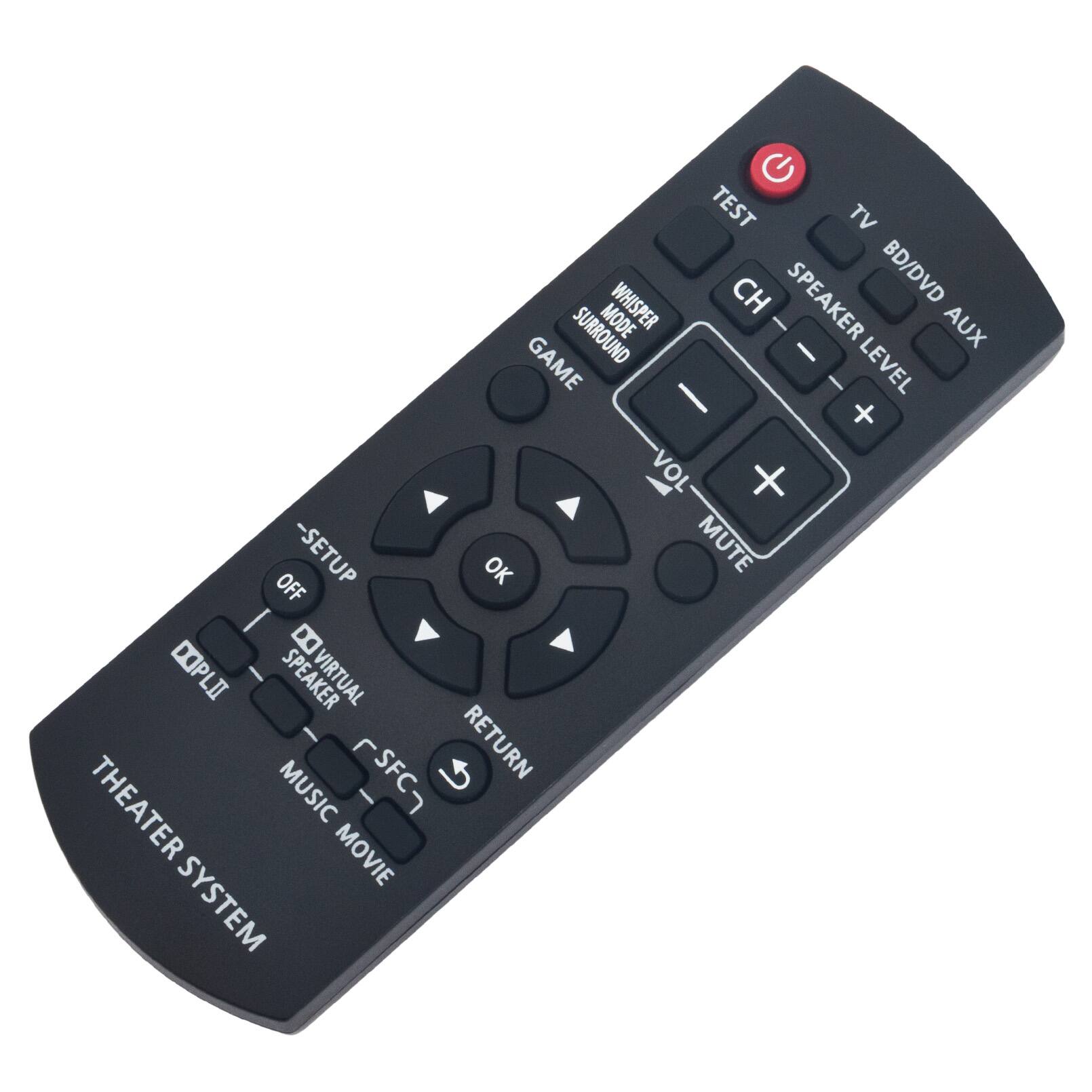 TEST TV WHISPER CH SPEAKER BD/DVD SURROUND MODE - AUX GAME I I LEVEL I + VOL + -SETUP OK MUTE OFF  DOPLII SPEAKER VIRTUAL  SFC RETURN THEATER MUSIC  MOVIE SYSTEM