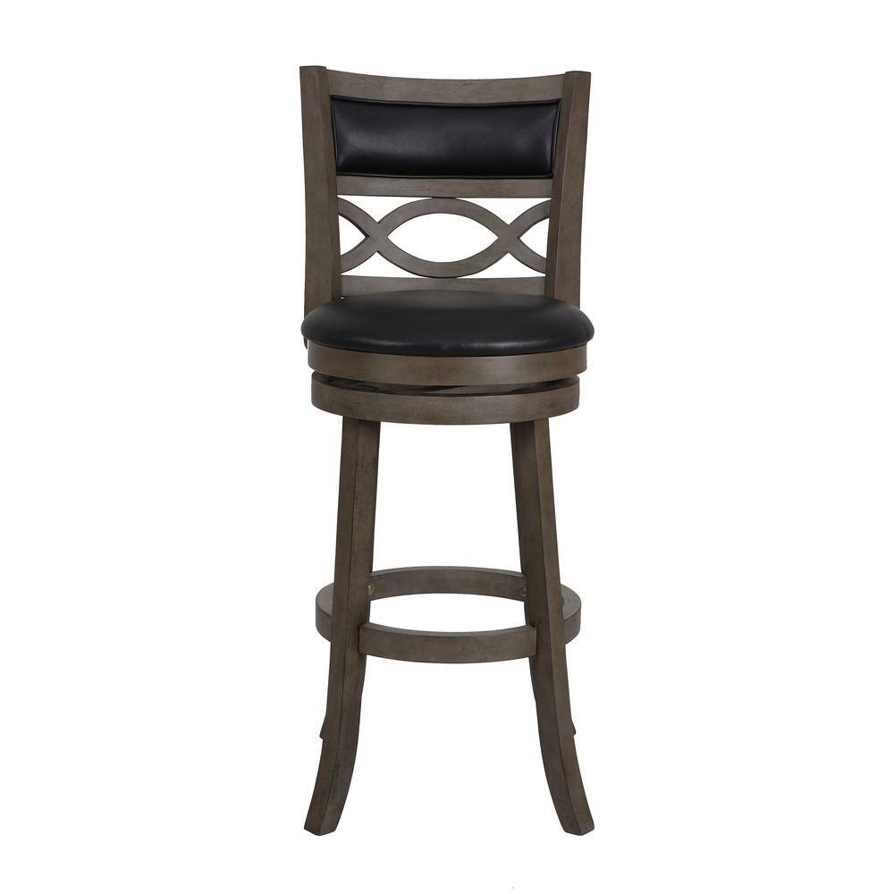 Alt View 1. New Classic Furniture - Manchester 29" Wood Bar Stool with Black PU Seat in Ant Gray - Gray.