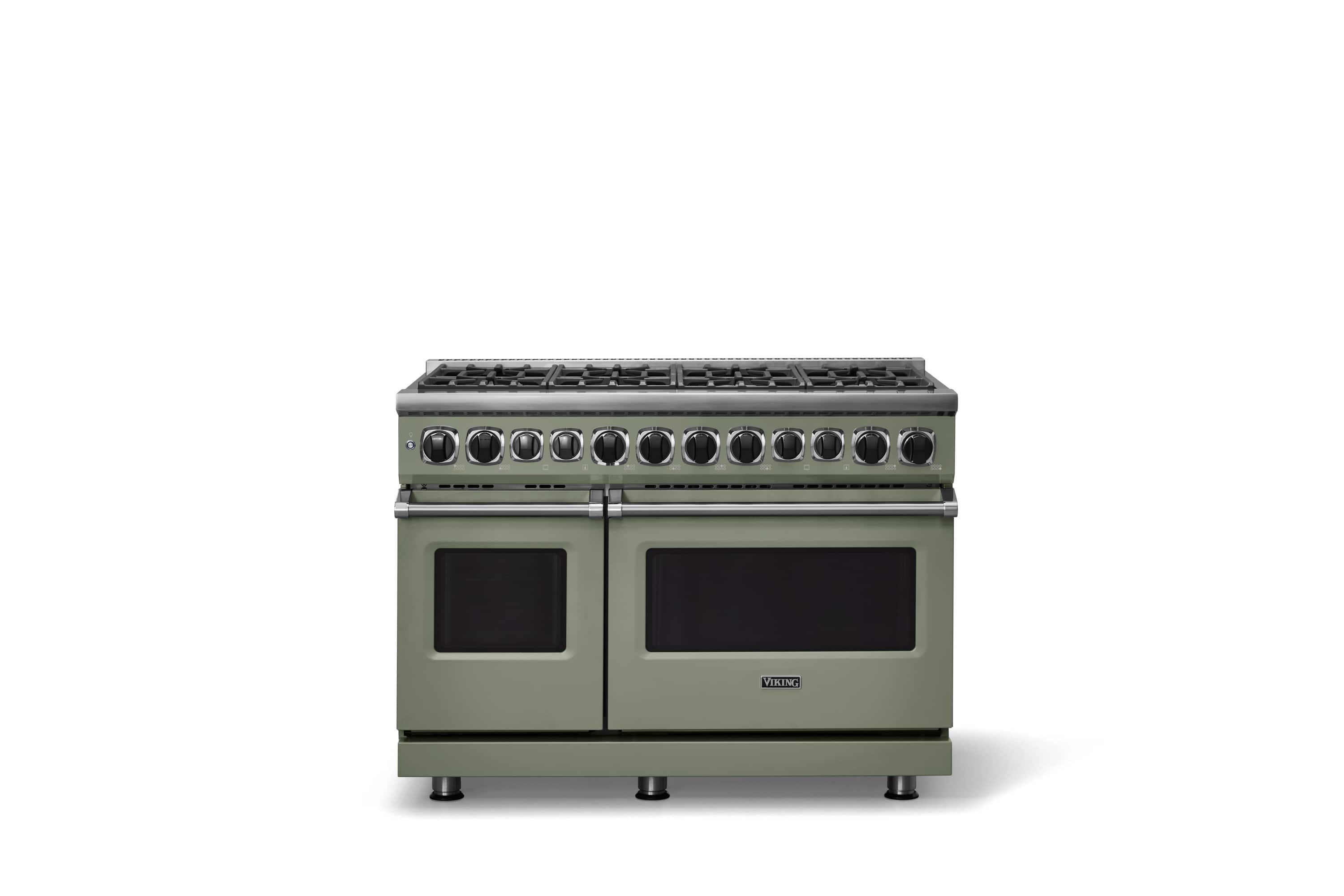 Front. Viking - 48 in. Wide 8 Burner Dual Fuel Sealed Burner Range - Eucalyptus.