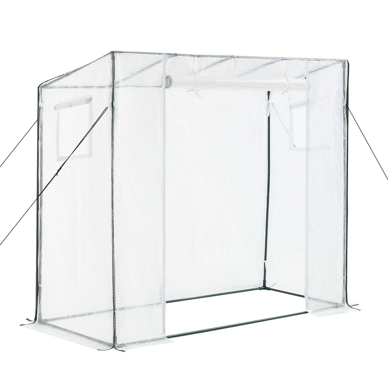 Alt View 5. VEVOR - Walk-in Greenhouse, 76.8" x 30.3" x 66.1" Greenhouse for Outdoors with Windows, PE Cover, Roll-Up Zipper Door - White.