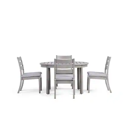 Front. Yardbird® - Eden 5 Piece Round Dining Set - Silver.