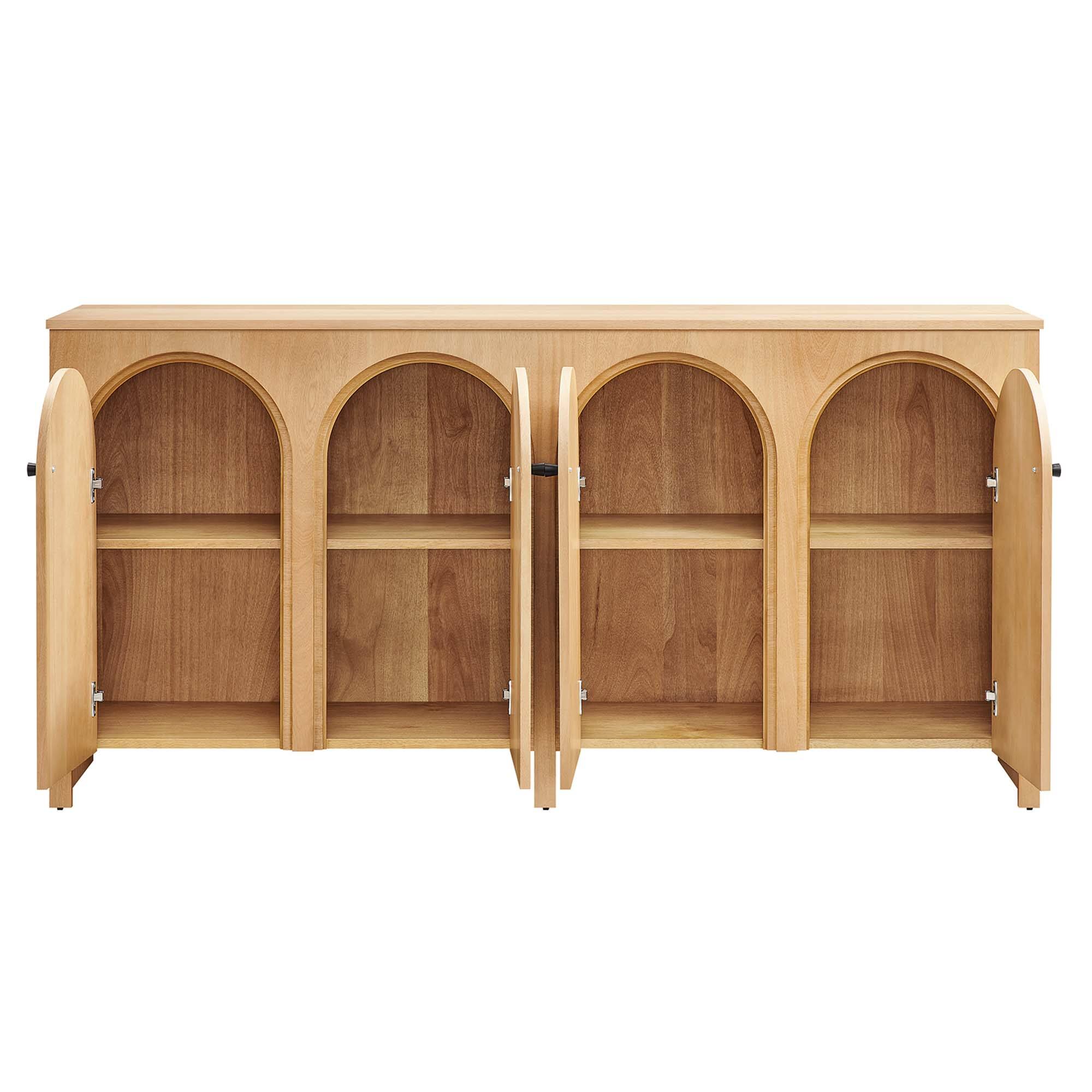 Alt View 4. Modway - Appia Wood Grain 4-Door Sideboard Storage Cabinet by Modway - Oak.