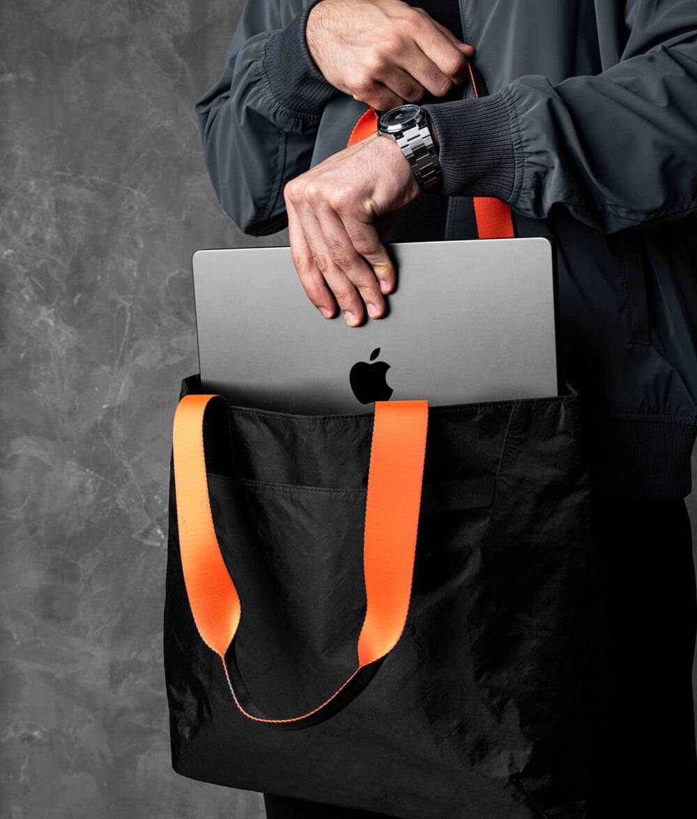 Alt View 1. ALPAKA - Elements Tote Bag 14.5L Weatherproof Foldable Travel Tote with Magnetic Closure - Black Axoflux 210D.