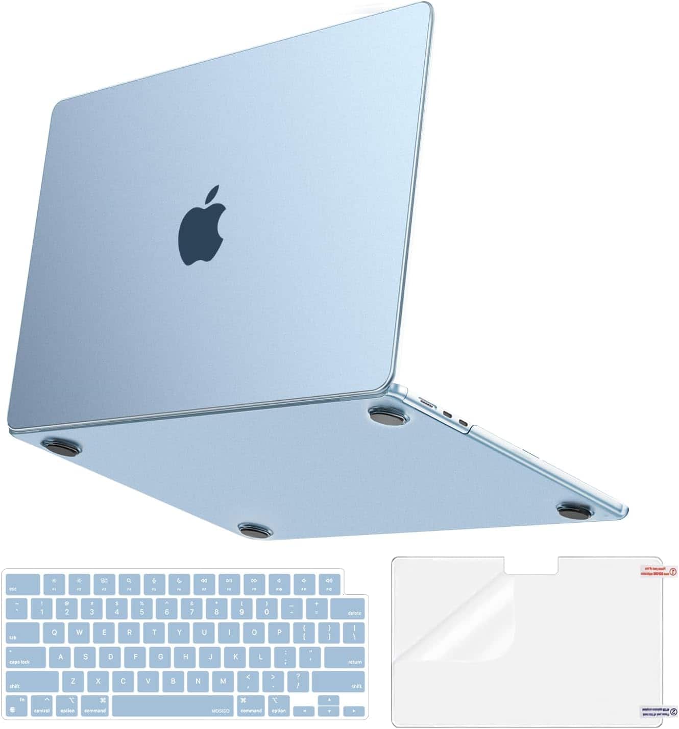 mosiso - Case for MacBook Air 13 inch M5 M4 M3 M2 A3449 A3240 A3113 A2681 3-in-1 Hard Shell Kit - Sky Blue Clear