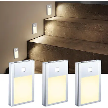 Front. Schertz - Battery Powered LED Puck Lights, 2.68-Inch 3000K Warm White Night Lights with Magnetic Mount for Bedroom, Hallway, Stair.