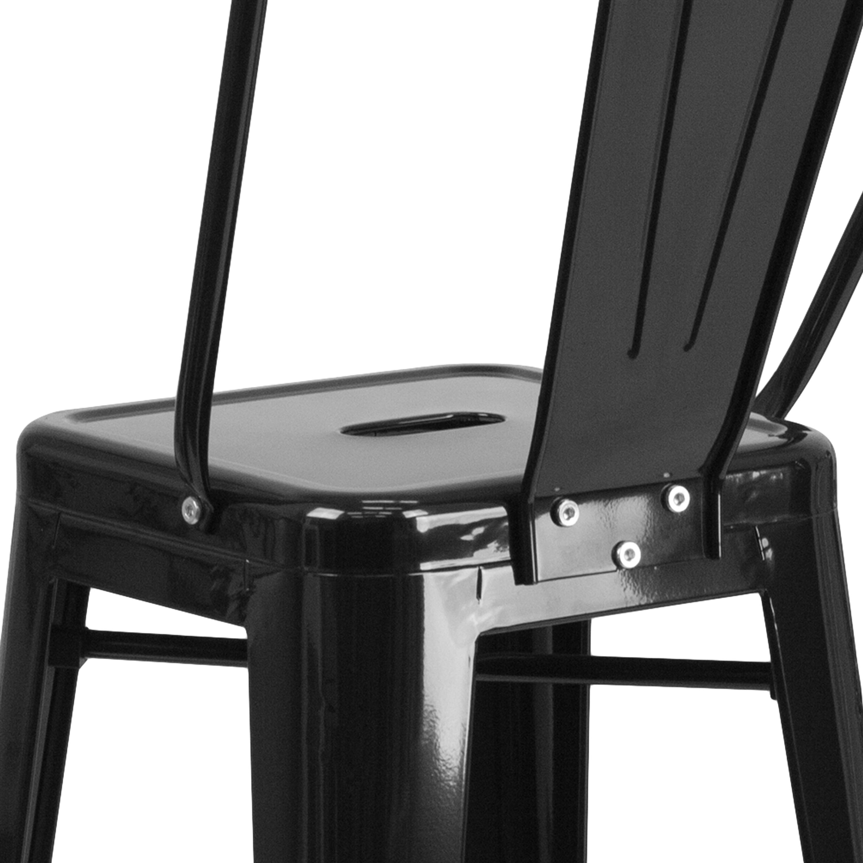 Alt View 10. Emma + Oliver - Commercial Grade 4 Pack 30" High Metal Indoor-Outdoor Barstool with Back - Black.