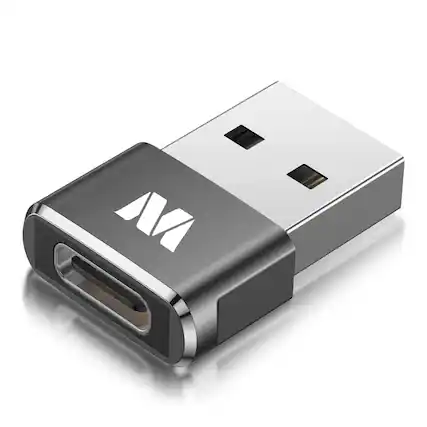 Front. Mybat Pro - MyBat USB-C Female to USB-A Male Adapter - Black - Black.