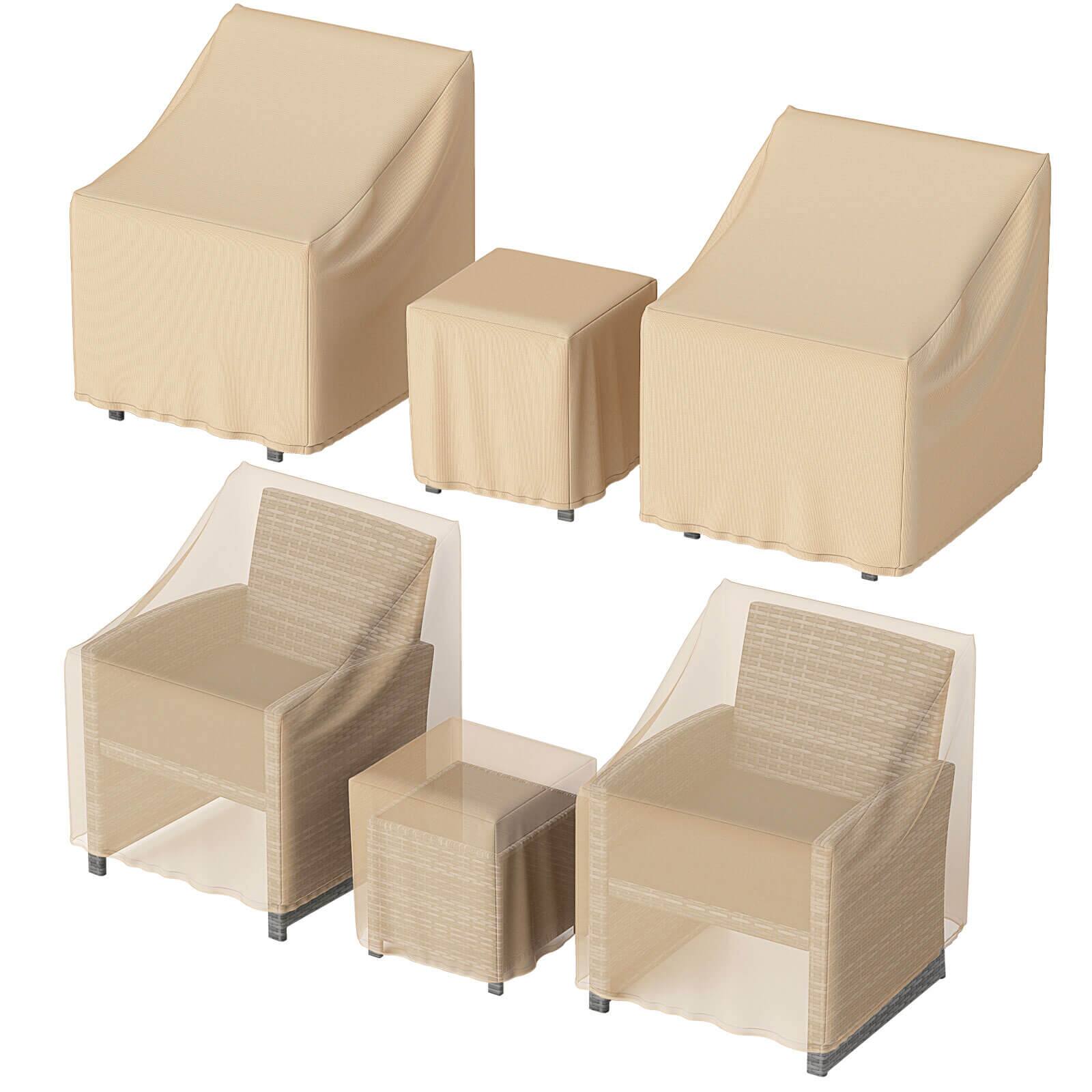 Alt View 9. Costway - Costway Patio Furniture Covers Waterproof Conversation Covers for 3 PCS Bistro Set - Beige.