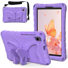 Front. Dteck - Kids Case for Samsung Galaxy Tab A9 & Tab A11 & Lenovo Tab One 8.7"2025 (TB305FU),Shockproof EVA Stand Cover+Strap - Lightpurple.
