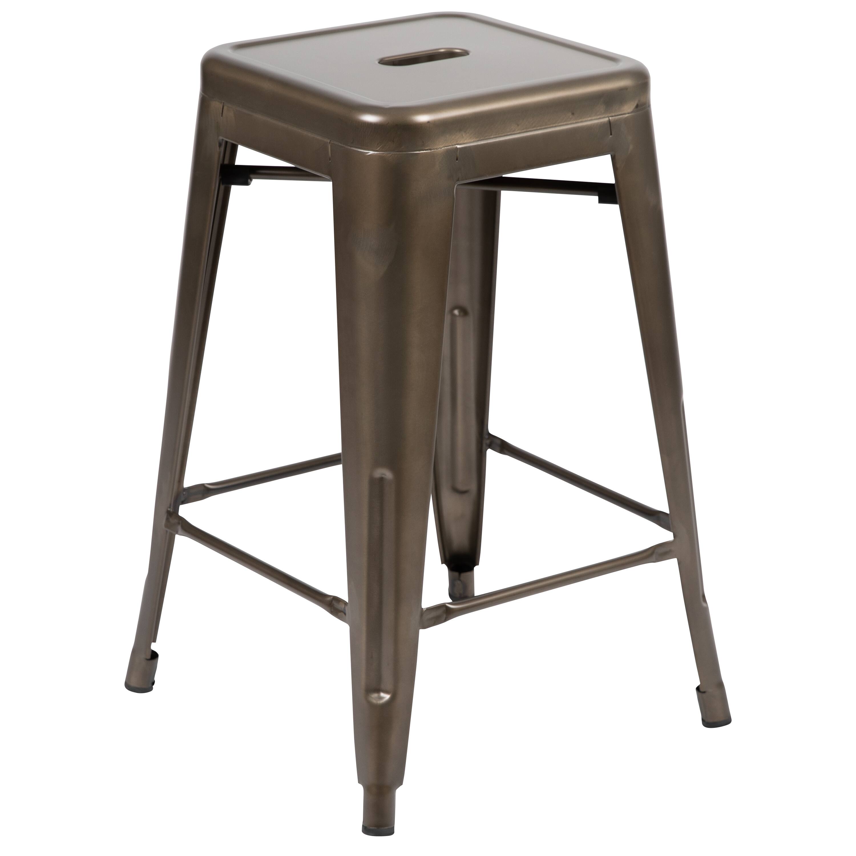 Alt View 16. Alamont Home - 24" High Metal Counter-Height, Indoor Bar Stool - Stackable Set of 4 - Gun Metal.