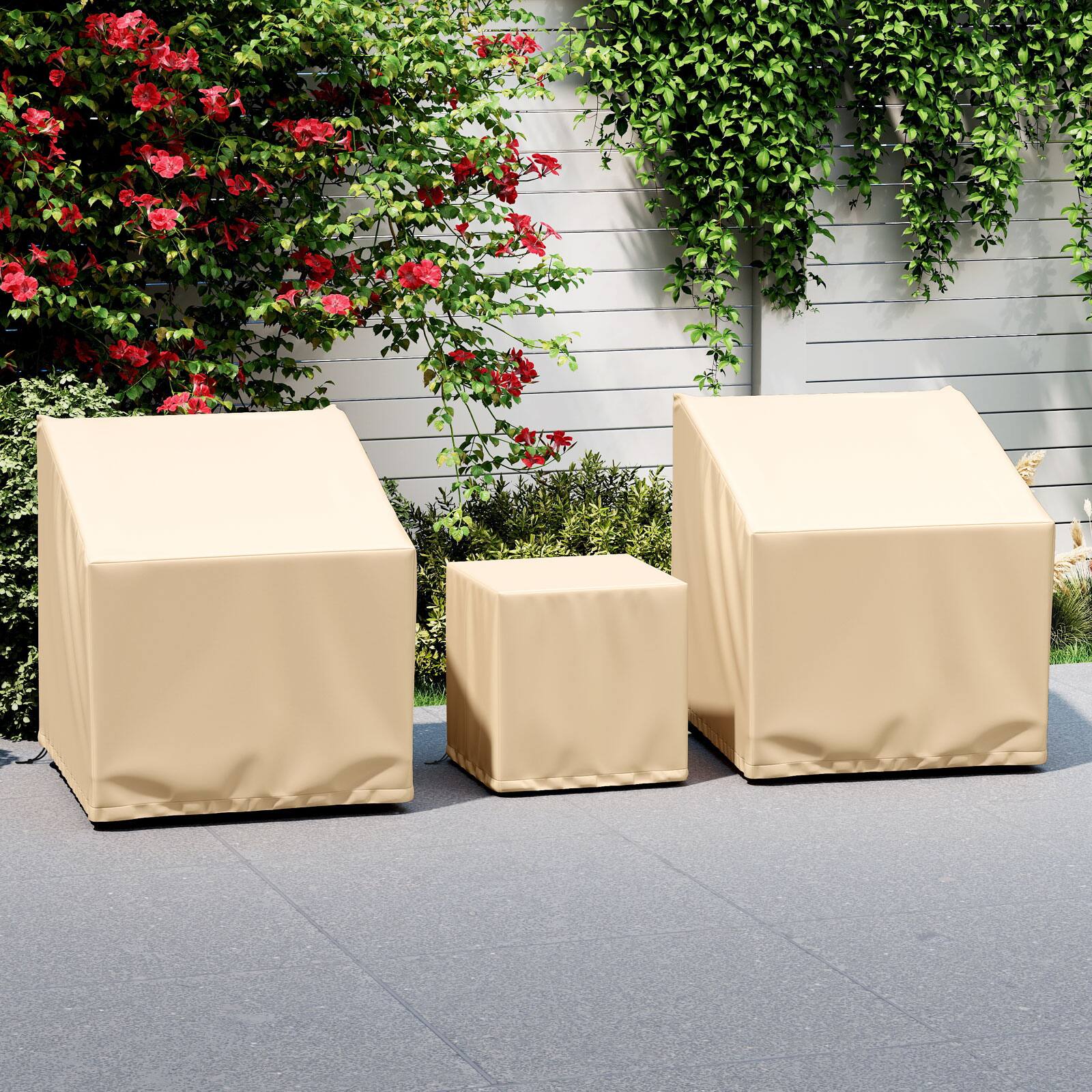 Alt View 3. Costway - Costway Patio Furniture Covers Waterproof Conversation Covers for 3 PCS Bistro Set - Beige.