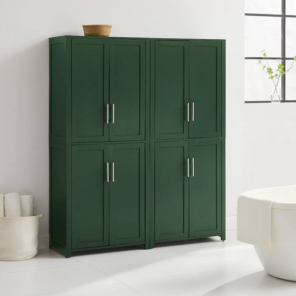 Angle. Crosley Furniture - Savannah 2-Piece Kitchen Storage Pantry Set - 2 Pantries - Hunter Green.