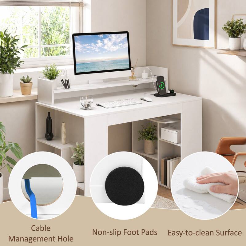 00 Cable Management Hole, Non-slip Foot Pads, Easy-to-clean Surface