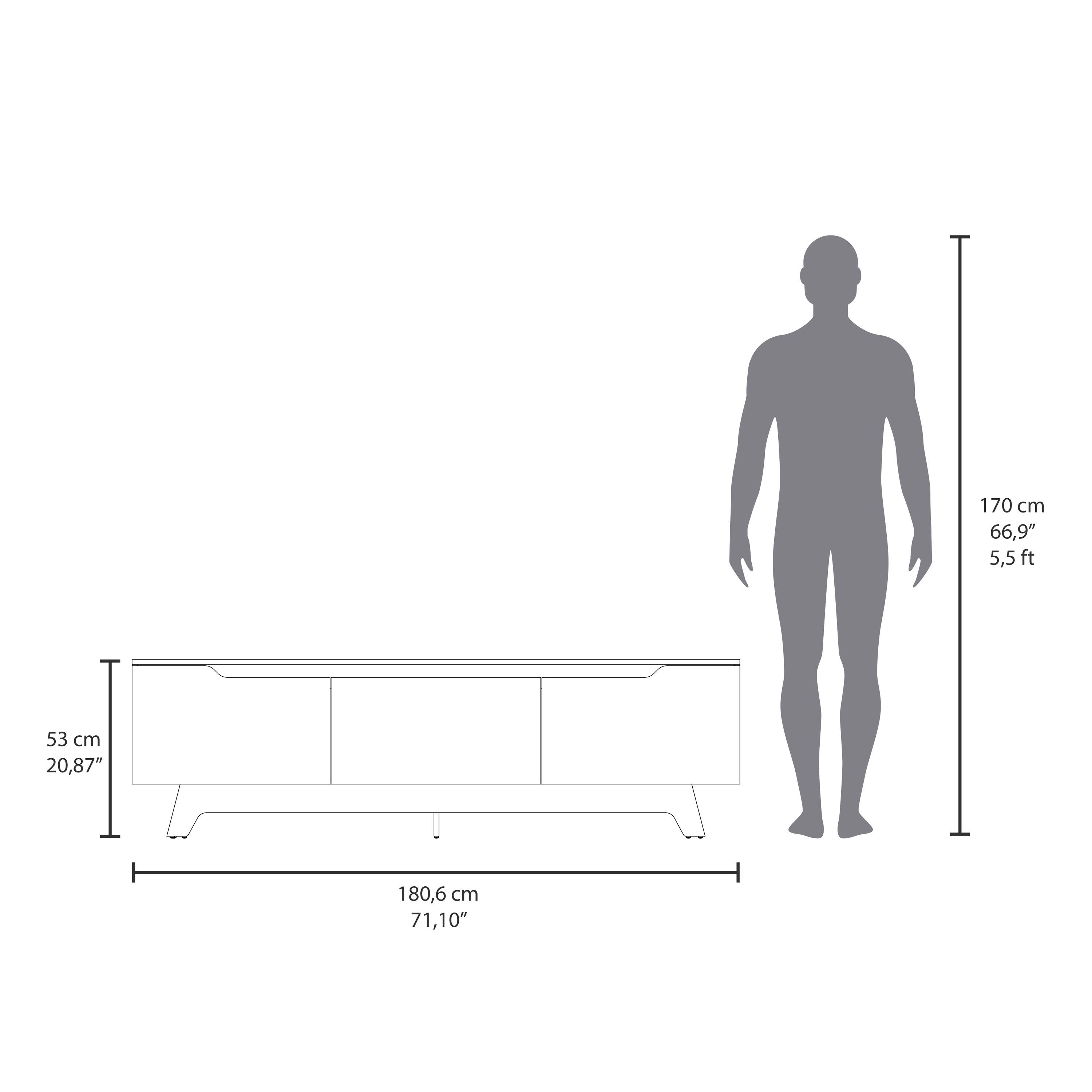170 cm  
66.9"  
5.5 ft  
53 cm  
20.87"  
180.6 cm  
71.10"
