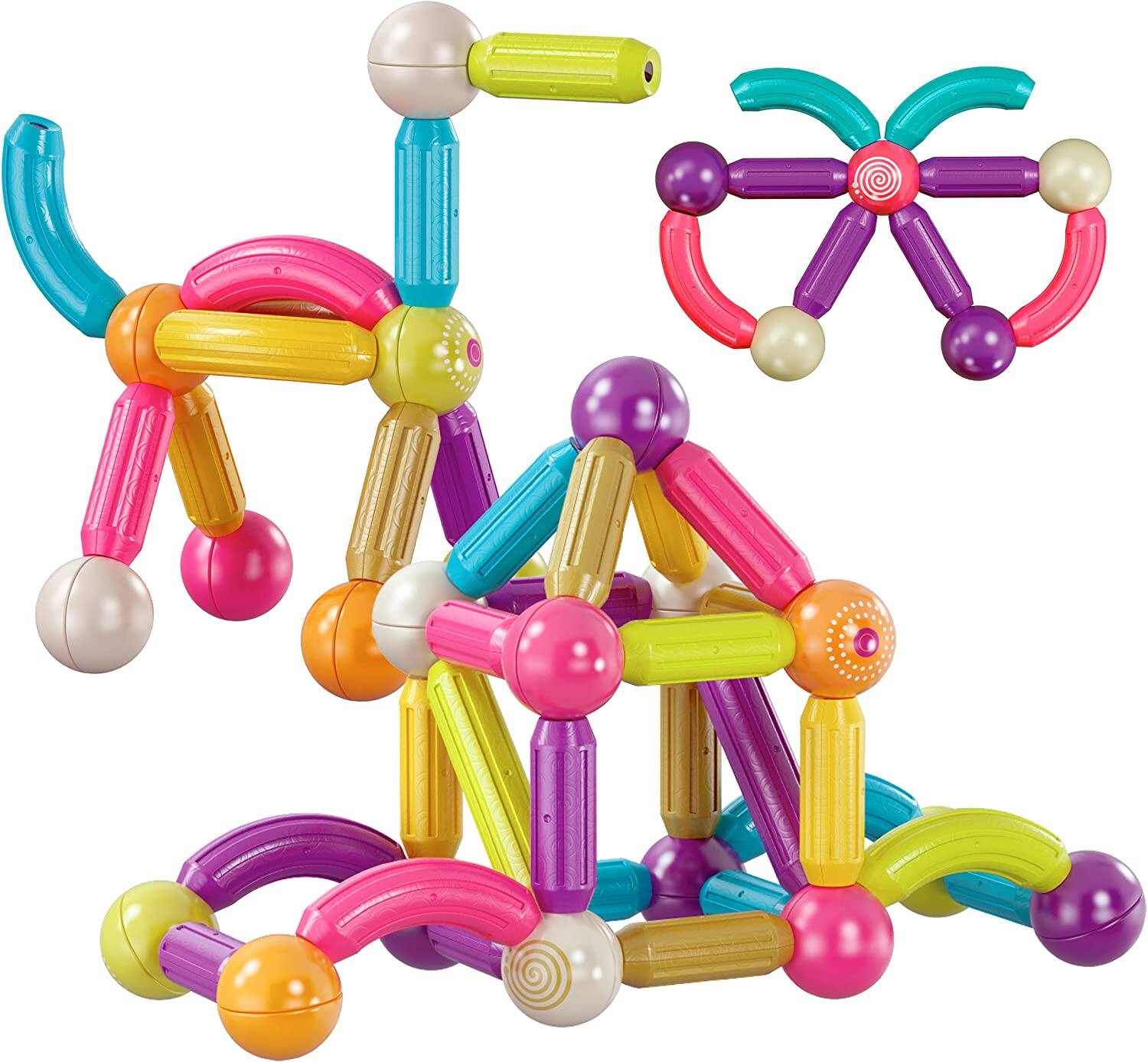 Contixo ST2 Magnetic Stix – 68 Piece Colorful 3D Building Set for