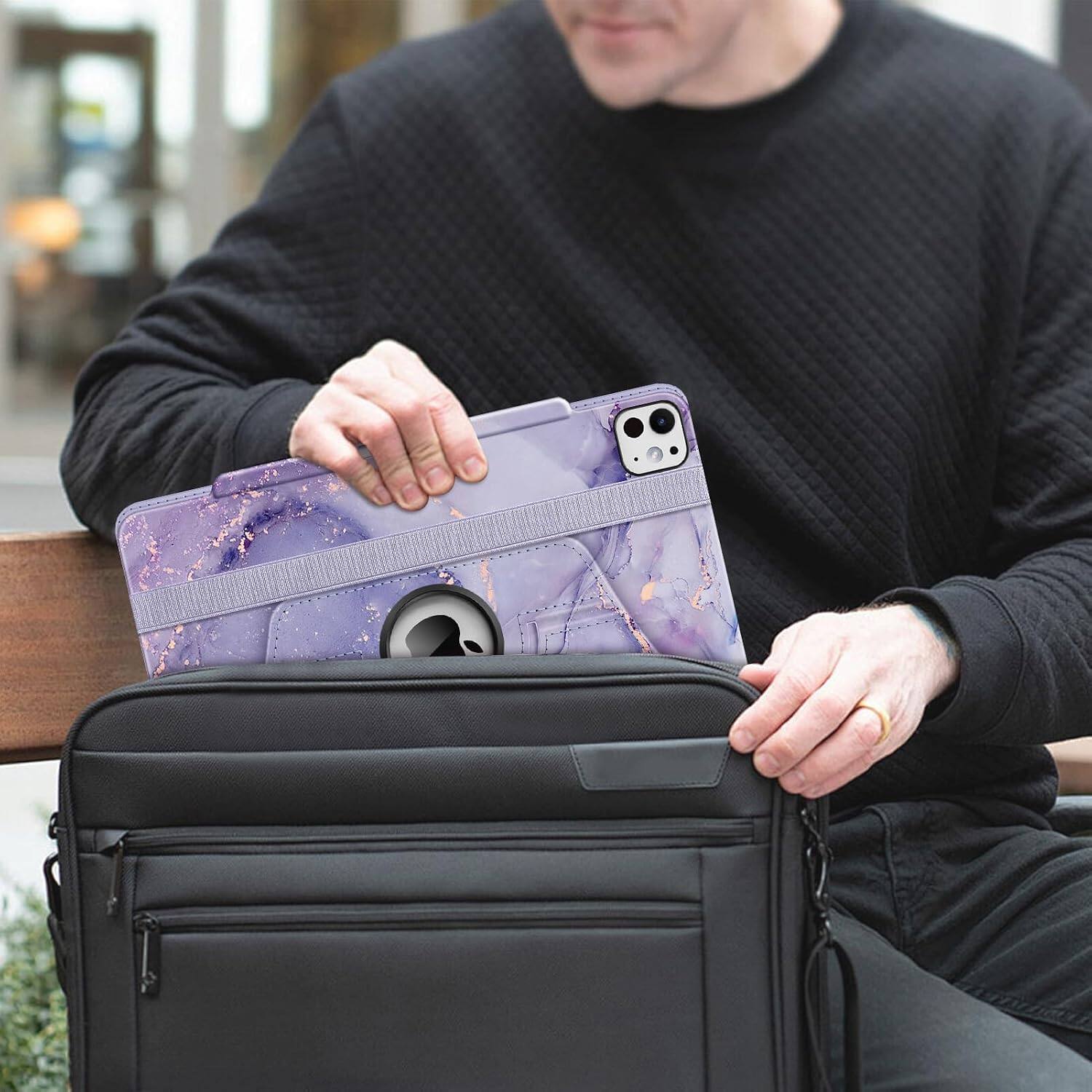 Alt View 5. Fintie - 360 Degree Rotating Case for iPad Pro 13-inch (M5) 2025 / (M4) 2024, Landscape & Portrait Viewing, Shockproof Cover - Lilac Marble.