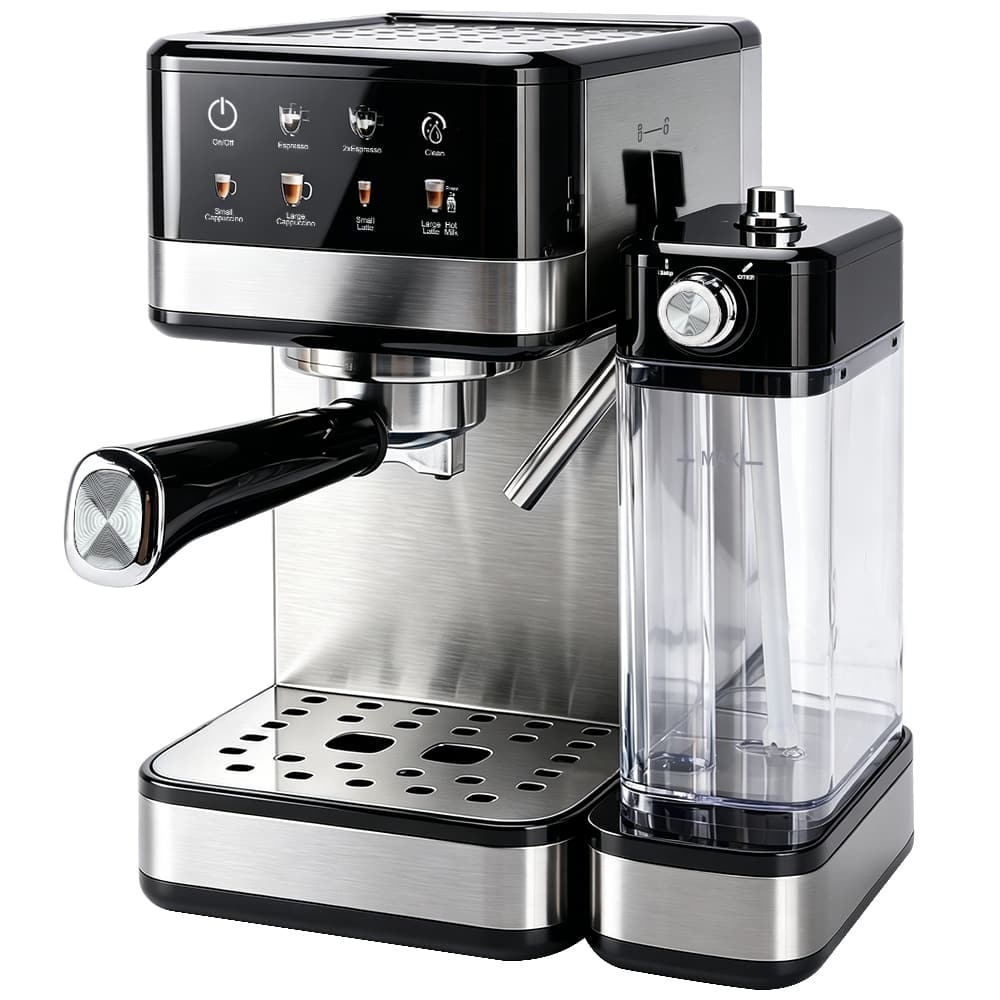 Topteng - 20 Bar Espresso Machine–Automatic Milk Frother, Dual Boiler, Touchscreen, NTC Temp Control, Fit for Home & Coffee Lovers - Silver