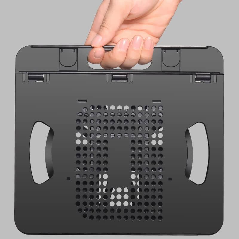 Left. HongFei - Adjustable Laptop Stand for Desk, Foldable Laptop Holder 8-Speed Ergonomic Computer Cooling Stand with 360° Rotation - A.