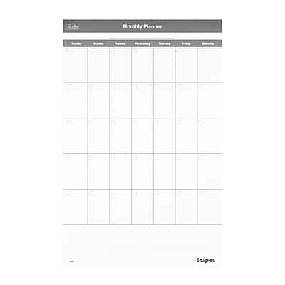 Staples - 24" x 36" Monthly Dry-Erase Wall Calendar, Reversible - White/Gray