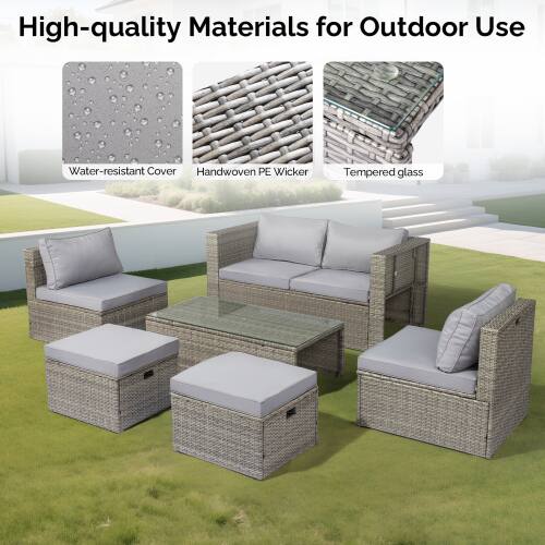 High-quality Materials for Outdoor Use

- Water-resistant Cover
- Handwoven PE Wicker
- Tempered glass
